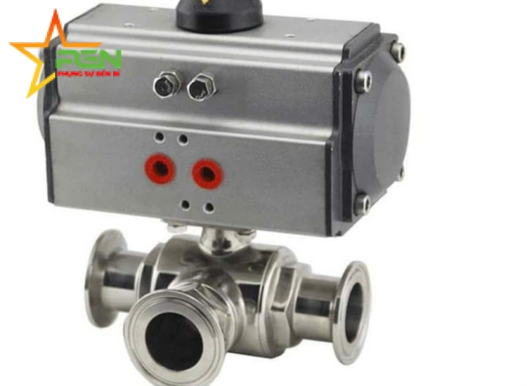 Van bi 3 ngã vi sinh điều khiển khí nén | Clamp Inox 304 - 316L