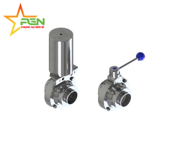 VAN BI INOX VI SINH M&S VỚI BỘ ĐIỀU KHIỂN KHÍ NÉN